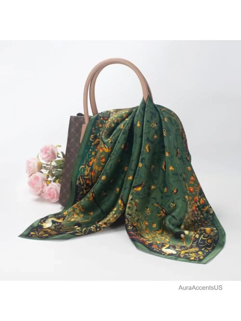 100% Mulberry Silk Square Scarf Lightweight Neck Scarf with Gift Box